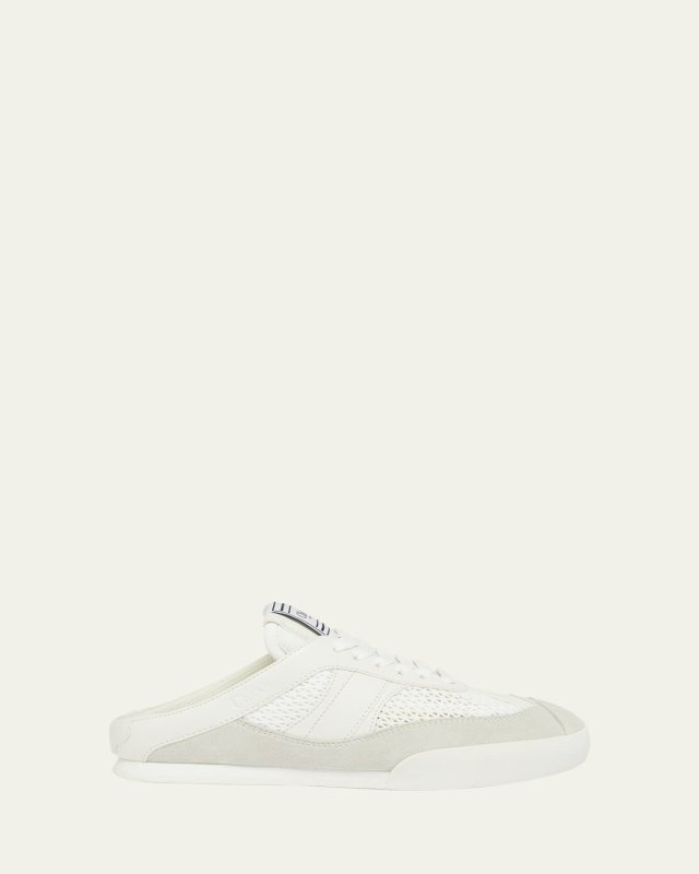 Kick Mesh and Leather Low-Top Mule Sneakers